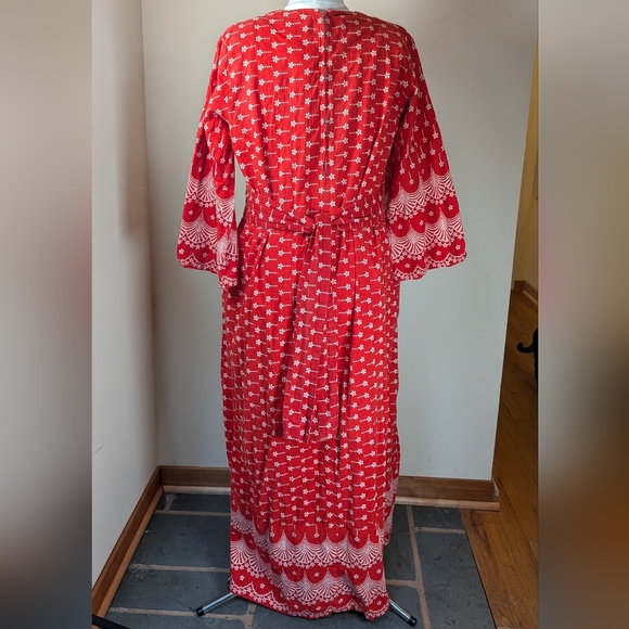 🌺 Vintage I.Magnin Red Maxi Dress – Bold Boho Glam 🌺 - Picture 3 of 5